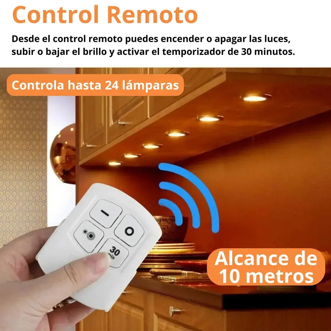 💡 InstaLuz® - SUPER KIT 6 Lámparas LED Inalámbricas A Control Remoto 🕹️ +20 Pilas Recargables Y Cargador